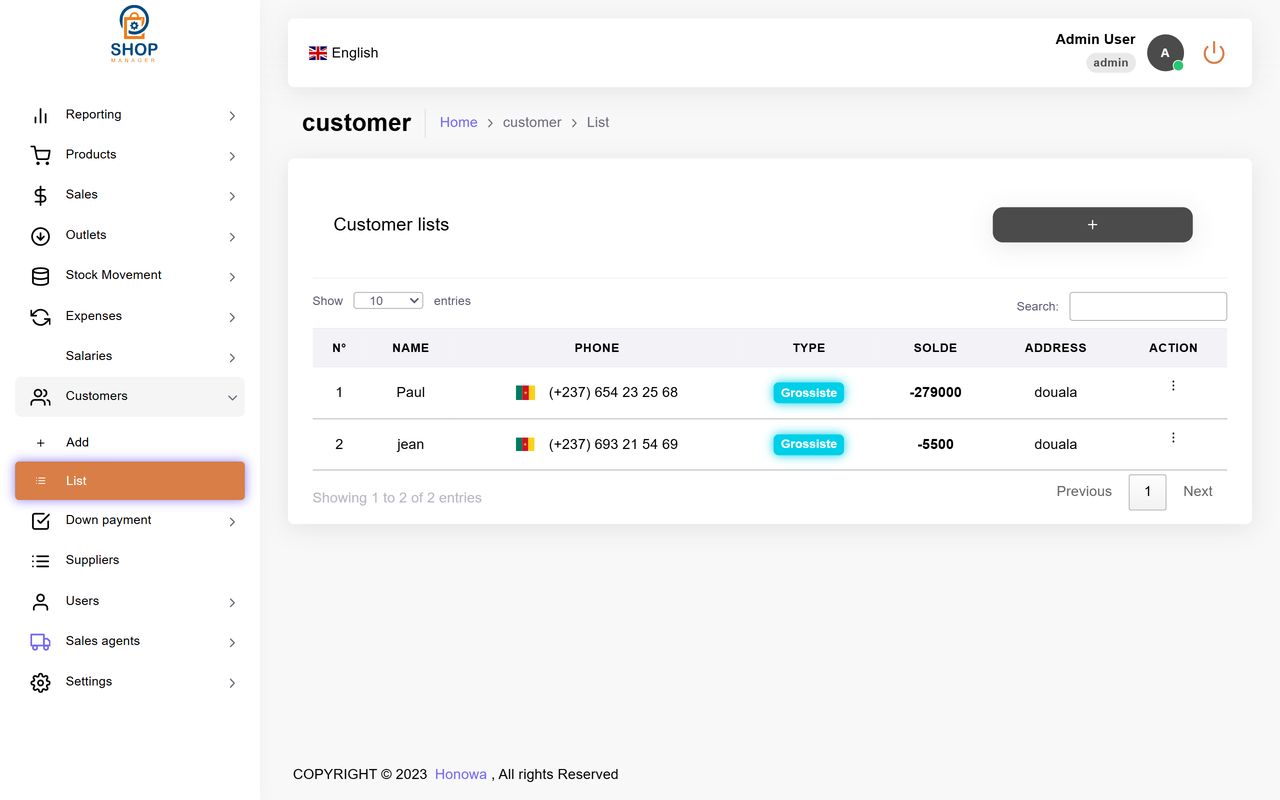 Fiche client Sales Manager avec historique des achats